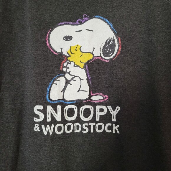 Snoopy & Woodstock Ladies Sweatshirt Gray Pullover Raglan Sleeve Instant Message - Picture 3 of 5